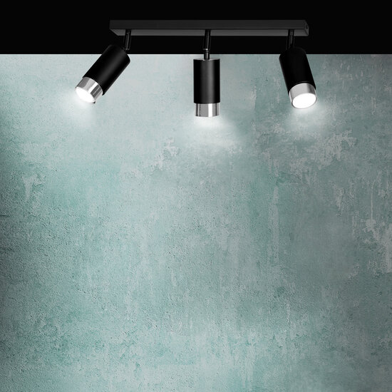 Emibig Emibig Boras 3L foco de techo negro GU10 con acabado de lujo en cromo - Iluminación perfecta para interiores modernos