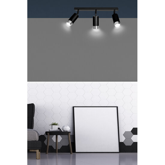 Emibig Emibig Boras 3L schwarzer Deckenstrahler GU10 mit Chrom-Luxus-Finish - Perfekte Beleuchtung für moderne Innenräume
