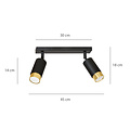 Emibig Emibig Boras 2L noir avec finition dorée spot de plafond orientable GU10 - Créez une ambiance chaleureuse chez vous