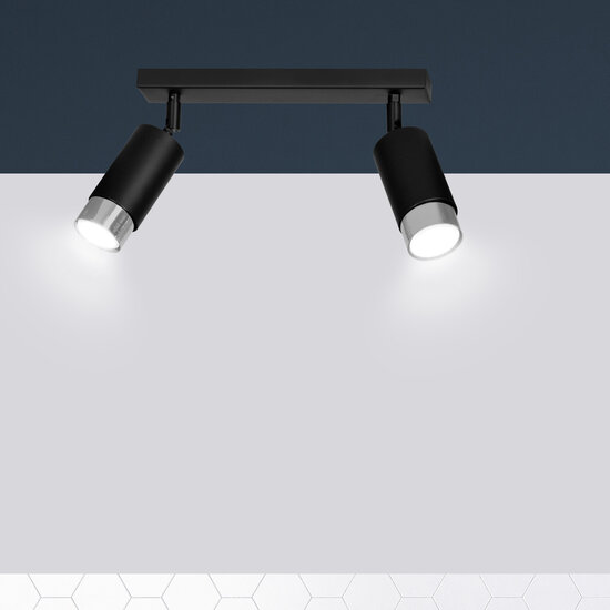 Emibig Emibig Boras 2L black ceiling spotlight GU10 with chrome luxury finish - Ideal for modern interiors