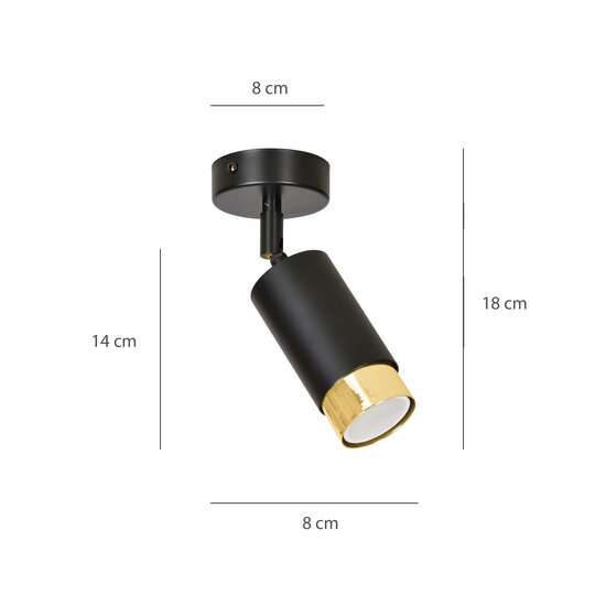 Emibig Emibig Boras black with gold finish ceiling spotlight orientable GU10 - Ideal lighting for any room