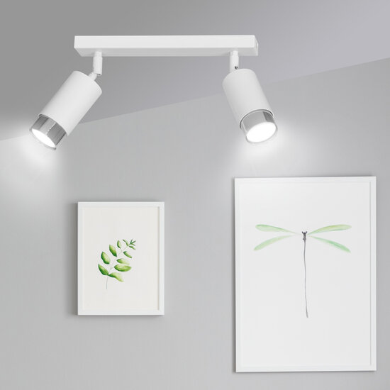 Emibig Emibig Boras double spot encastré GU10 blanc et chrome finition luxe - Idéal pour les intérieurs modernes