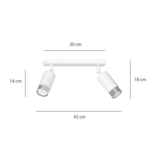 Emibig Emibig Boras Doppel-Deckenstrahler GU10 in Weiß und Chrom mit Luxus-Finish - Ideal für moderne Innenräume