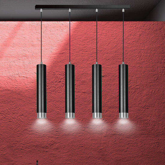 Emibig Emibig Gavle 4L negro colgante GU10 con acabado en cromo - Ideal para interiores modernos