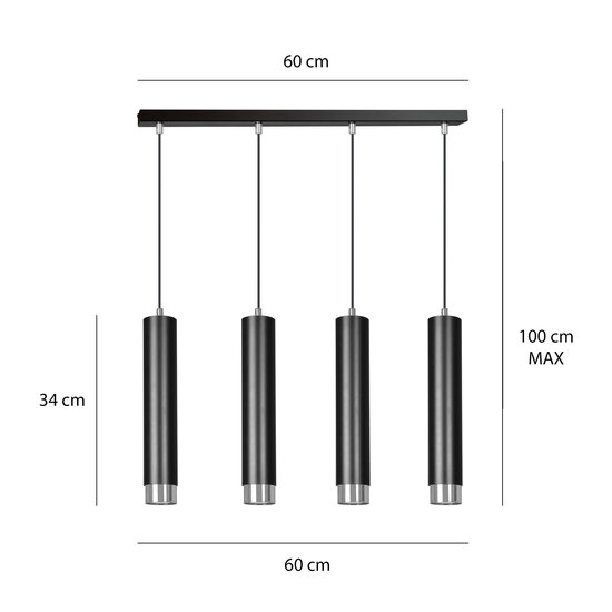 Emibig Emibig Gavle 4L schwarzer GU10-Hängekessel mit Chromoberfläche - Ideal für moderne Innenräume