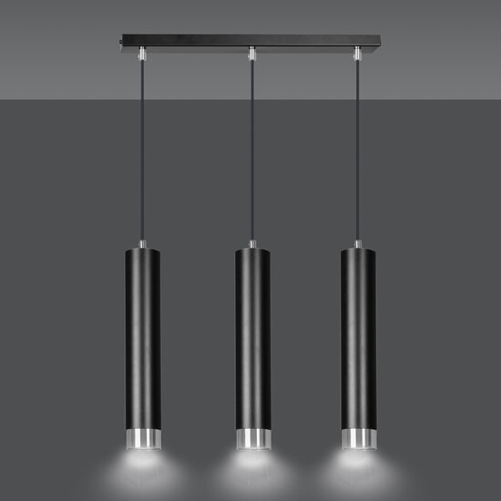 Emibig Emibig Gavle 3L noir GU10 suspension avec finition chrome - Éclairage élégant pour tous les espaces