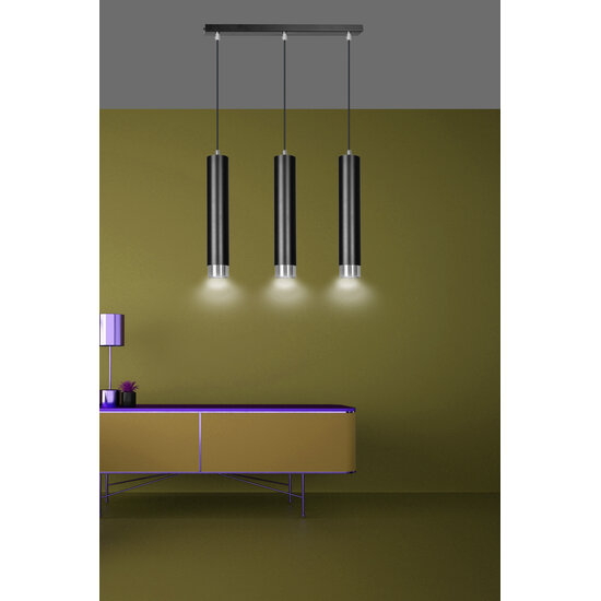 Emibig Emibig Gavle 3L negro GU10 colgante con acabado en cromo - Iluminación elegante para cualquier espacio