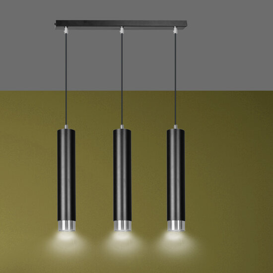Emibig Emibig Gavle 3L noir GU10 suspension avec finition chrome - Éclairage élégant pour tous les espaces