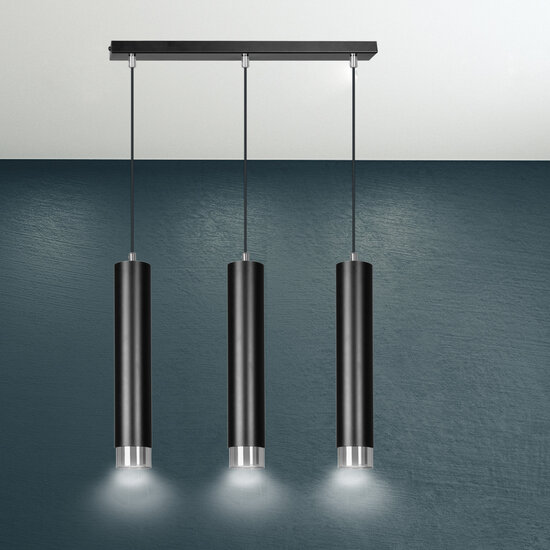 Emibig Emibig Gavle 3L black GU10 pendant boiler with chrome finish - Stylish lighting for any space