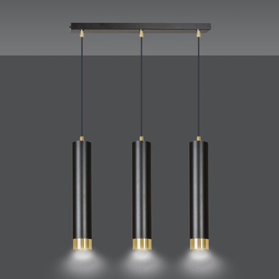 Emibig Emibig Gavle 3L cylindres suspendus noir et or GU10 - Éclairage idéal pour chaque espace