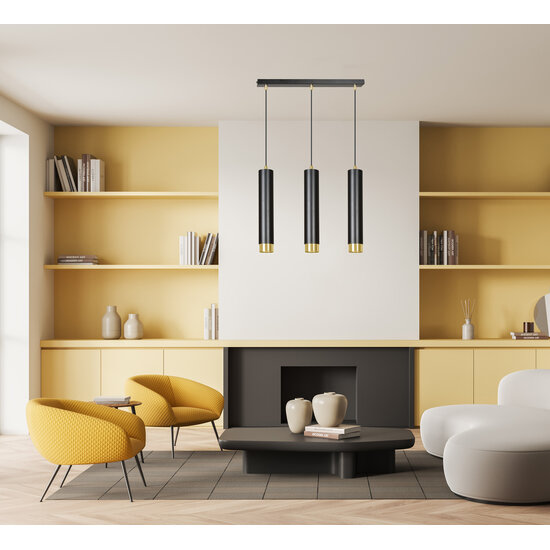 Emibig Emibig Gavle 3L cilindros colgantes negro y oro GU10 - Iluminación ideal para cualquier espacio