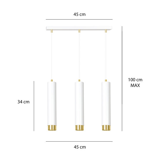 Emibig Emibig Gavle 3L white and gold hanging cylinders GU10 - Ideal for creating a warm atmosphere in your bedroom