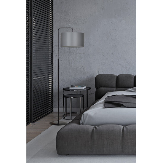 Emibig Emibig Lampe sur pied Umea noire et grise avec abat-jour rond 1x E27 - Éclairage parfait pour votre salon
