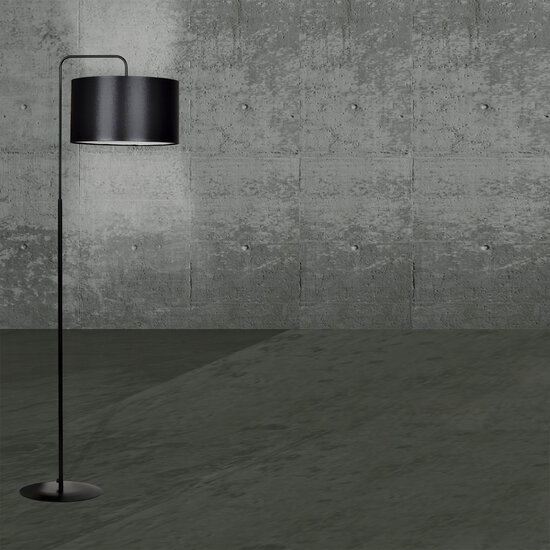 Emibig Emibig Umea lampe debout noire avec abat-jour noir 1x E27 - Éclairage idéal pour chaque pièce