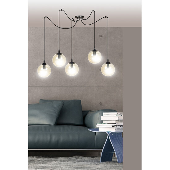 Emibig Emibig Uppsala 5L hanging lamp with amber glass bulb 5x E14 - Create a warm atmosphere in your home