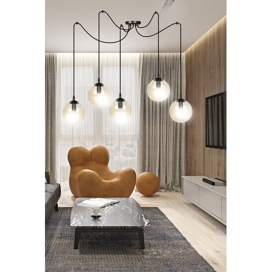 Emibig Emibig Uppsala 5L suspension avec ampoule en verre ambre 5x E14 - Créez une atmosphère chaleureuse dans votre intérieur