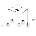 Emibig Emibig Uppsala zwarte 5L pendel lamp met transparant glas 5x E14 - Strakke verlichting voor elke ruimte