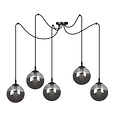 Emibig Emibig Uppsala grote zwarte 5L hanglamp gerookt glas 5x E14 - Perfecte verlichting voor elke ruimte