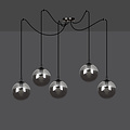 Emibig Emibig Uppsala large black 5L hanging lamp smoked glass 5x E14 - Ideal lighting for modern interiors