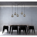 Emibig Emibig Uppsala grote zwarte 5L hanglamp gerookt glas 5x E14 - Perfecte verlichting voor elke ruimte