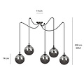 Emibig Emibig Uppsala large black 5L hanging lamp smoked glass 5x E14 - Ideal lighting for modern interiors