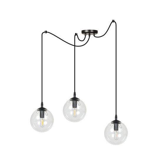 Emibig Emibig Uppsala schwarze 3L Pendelleuchte mit transparentem Glas 3x E14 - Perfekte Beleuchtung für jeden Raum