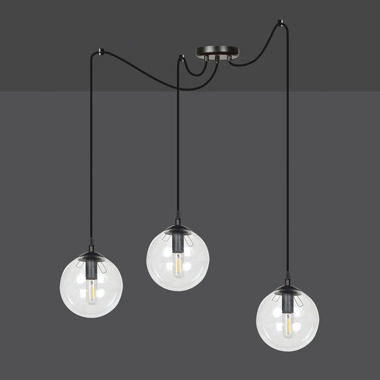 Emibig Emibig Uppsala black 3L pendant lamp with transparent glass 3x E14 - Perfect lighting for any space
