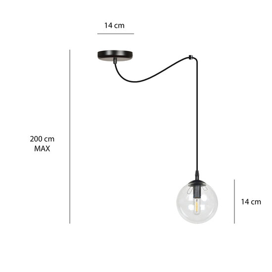 Emibig Emibig Uppsala zwarte 1L pendel lamp transparant glas E14 - Perfect voor sfeervolle verlichting