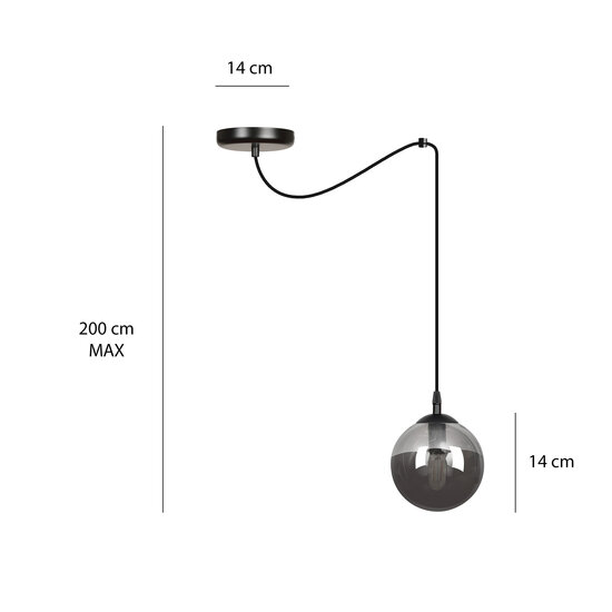 Emibig Emibig Uppsala full black 1L hanging lamp smoked glass E14 - Ideal for modern interiors
