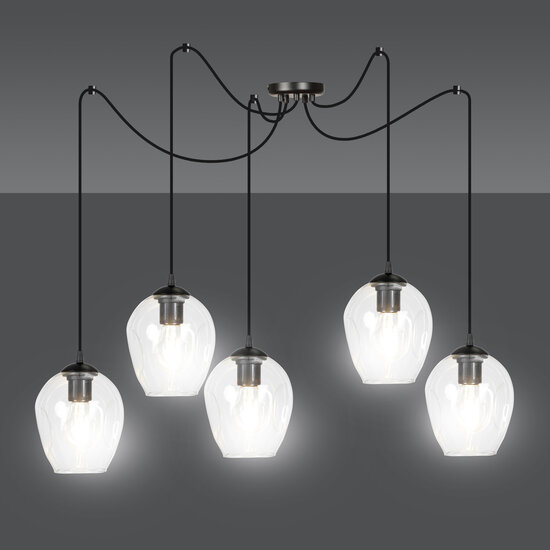 Emibig Emibig Malmo transparent 5x E27 pendant decentralized - Ideal lighting for any space
