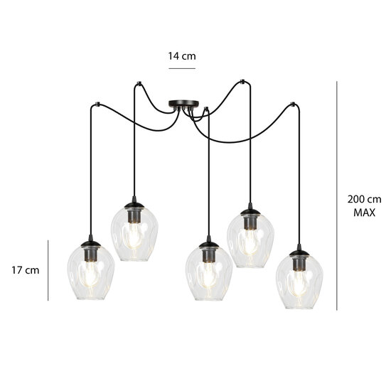 Emibig Emibig Malmo transparent 5x E27 pendant decentralized - Ideal lighting for any space