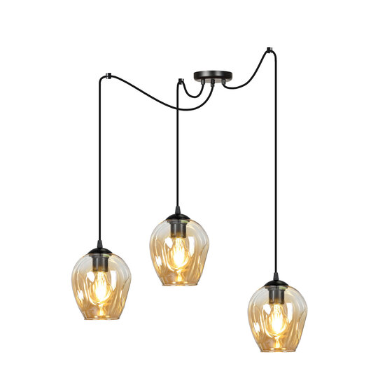 Emibig Emibig Malmo amberkleurige 3L pendel E27 decentraliseerbaar - Perfect voor sfeervolle verlichting in elke ruimte