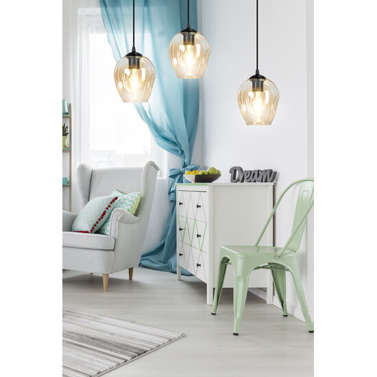 Emibig Emibig Malmo amberkleurige 3L pendel E27 decentraliseerbaar - Perfect voor sfeervolle verlichting in elke ruimte