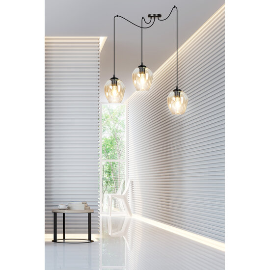 Emibig Emibig Malmo amberkleurige 3L pendel E27 decentraliseerbaar - Perfect voor sfeervolle verlichting in elke ruimte