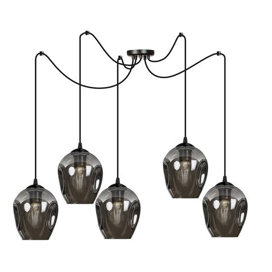 Emibig Emibig Malmo 5x E27 pendant smoked decentralized - Ideal lighting for any space