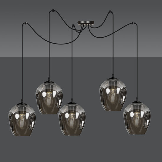 Emibig Emibig Malmo 5x E27 pendant smoked decentralized - Ideal lighting for any space