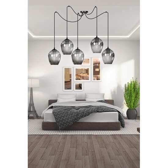 Emibig Emibig Malmo 5x E27 pendant smoked decentralized - Ideal lighting for any space