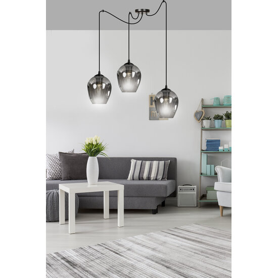 Emibig Emibig Malmo 3L Pendelleuchte, rauchgebrannt, E27, dezentralisierbar - Ideal für eine gemütliche Atmosphäre in jedem Raum