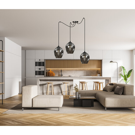 Emibig Emibig Malmo 3L pendant fumed E27 decentralizable - Ideal for creating a cozy atmosphere in any space