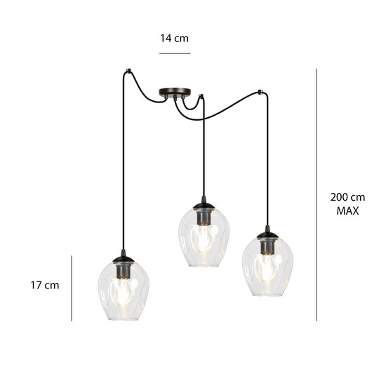 Emibig Emibig Malmo transparent 3L pendant E27 decentralizable - Ideal lighting for any space