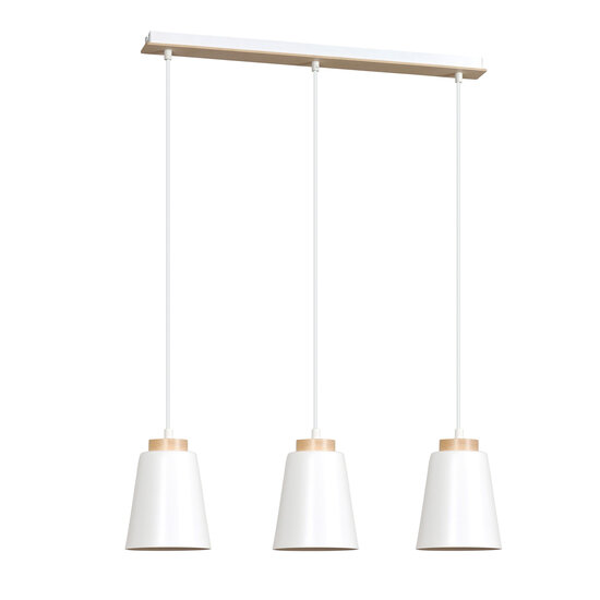 Emibig Emibig Kaarina lange 3L weiße Pendelleuchte mit Holz 3x E27 - Perfekte Beleuchtung für jeden Raum