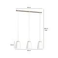 Emibig Emibig Kaarina lange 3L weiße Pendelleuchte mit Holz 3x E27 - Perfekte Beleuchtung für jeden Raum
