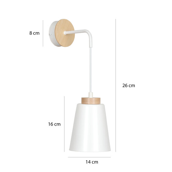 Emibig Emibig Kaarina wit met hout wandlamp 1x E27 - Perfecte sfeerverlichting voor elke ruimte