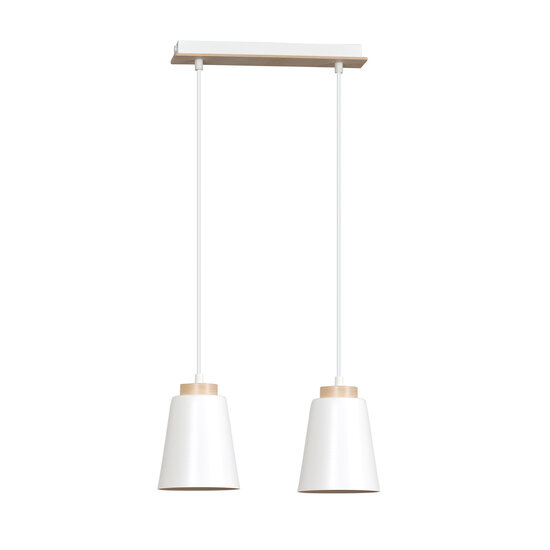 Emibig Emibig Kaarina 2L white pendant lamp with wood 2x E27 - Perfect for creating a cozy atmosphere