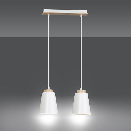 Emibig Emibig Kaarina 2L white pendant lamp with wood 2x E27 - Perfect for creating a cozy atmosphere