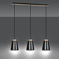 Emibig Emibig Kaarina longue 3L lampe suspendue noire avec bois 3x E27 - Idéale pour ajouter une touche moderne à votre espace