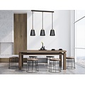 Emibig Emibig Kaarina lange 3L zwarte pendellamp met hout 3x E27 - Perfect voor een moderne uitstraling in uw interieur