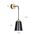 Emibig Emibig Kaarina noir avec lampe murale en bois 1x E27 - Éclairage élégant pour chaque espace