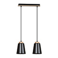 Emibig Emibig Kaarina 2L zwarte pendellamp met hout 2x E27 - Perfecte verlichting voor elke ruimte