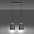 Emibig Emibig Kaarina 2L zwarte pendellamp met hout 2x E27 - Perfecte verlichting voor elke ruimte